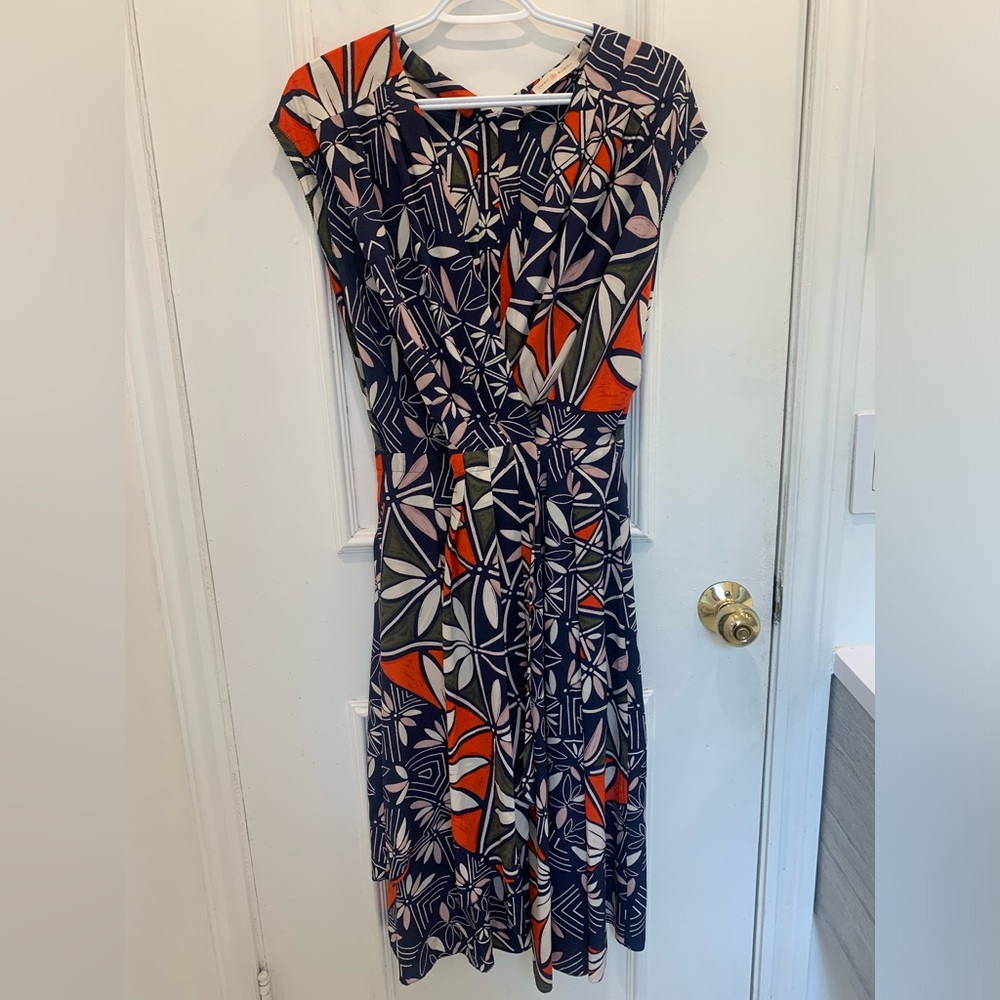 Tory Burch Silk Patterned Sleeveless Wrap Dress Size 2